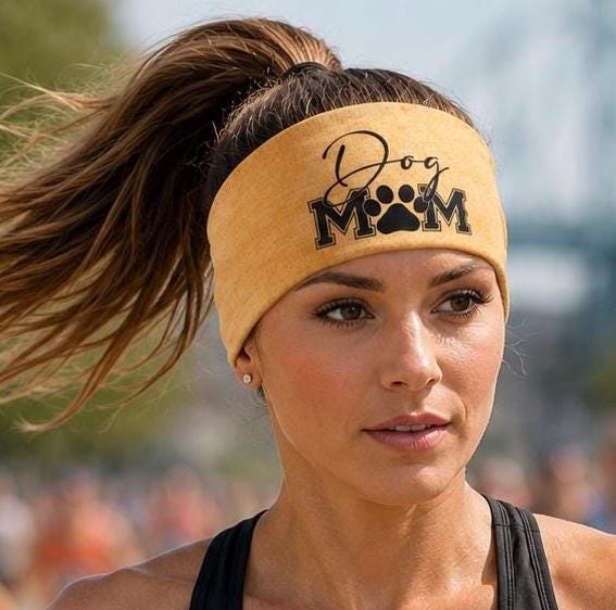 Dog Mom Moisture Wicking Headband.  Non Slip athletic headband. Running Headband. Dog Lover Workout Headband.  Runner Gift.