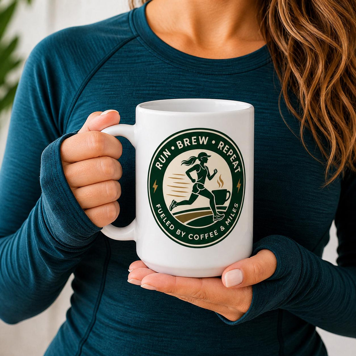Running Mug for Coffee Lovers, Run Brew Repeat Mug, Gift for Runners, Marathon Gift, Funny Running Coffee Cup, Fitness Gift Idea