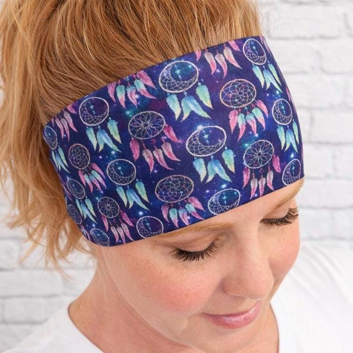 Dream Catcher moisture wicking, non slip, athletic headband, Yoga Headband. Running headband. womens workout headband. Nurse Headband.
