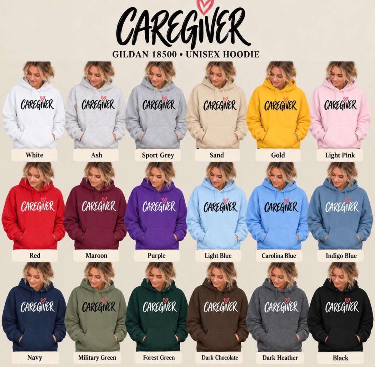 Caregiver Sweatshirt, Caregiver Hoodie, Healthcare Worker Gift, CNA Nurse Caregiver Gift, Gray Unisex Hoodie, Caregiver Appreciation Gift