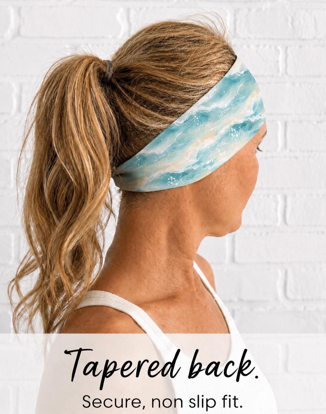 Salty Headband. Beach Moisture Wicking  Headband, Non Slip Headband, Wide Fitness Headband. Beach Vibes Headband. Beach lover gift.