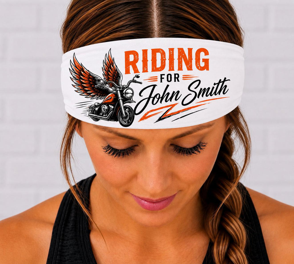 Personalized Motorcycle In Memory of Moisture Wicking Headband.  Non Slip Riding  headband. Biker Headband. Customized Headband