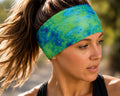 Green Tie Die Running Headband. Moisture-Wicking Workout Headband. Headband for Nurses and Teachers. Gift for Runner. Gym headband