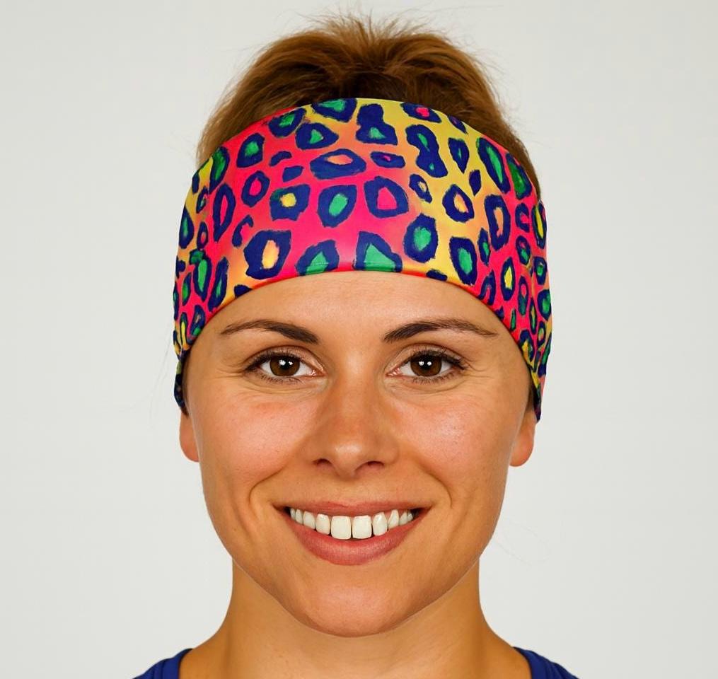 Cheetah Running Headband – Moisture Wicking Non Slip Athletic Headband – Workout & Yoga Hair Band