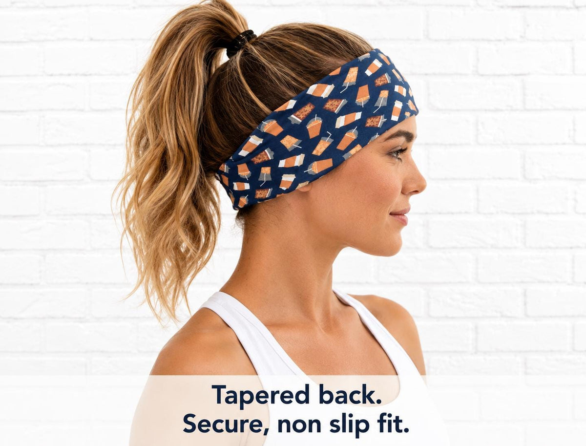 Coffee Running Headband, Moisture Wicking Non Slip Headband, Workout Headband for Women, Cute Coffee Lover Gift, Headband for Nurses.