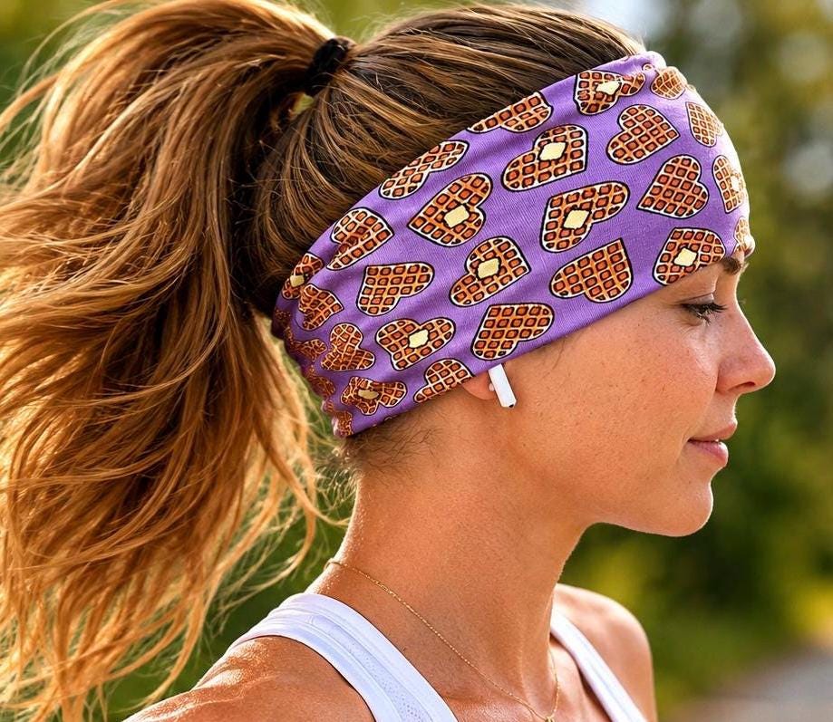 Food inspired moisture wicking, non slip, athletic headband, Running headband, headband for cooks, headband for breakfast lovers