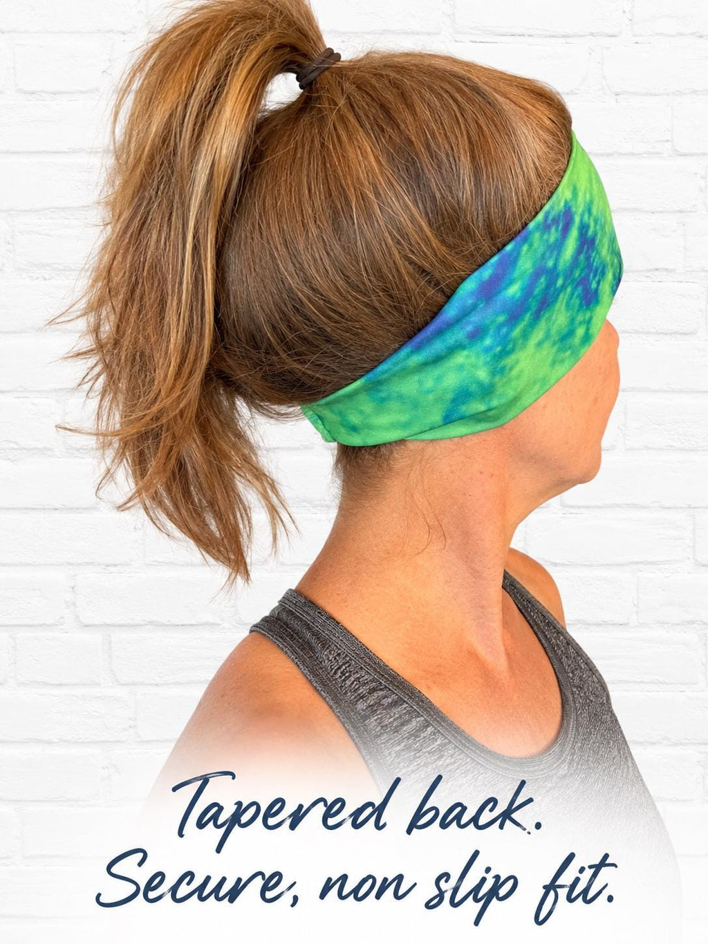 Green Tie Die Running Headband. Moisture-Wicking Workout Headband. Headband for Nurses and Teachers. Gift for Runner. Gym headband