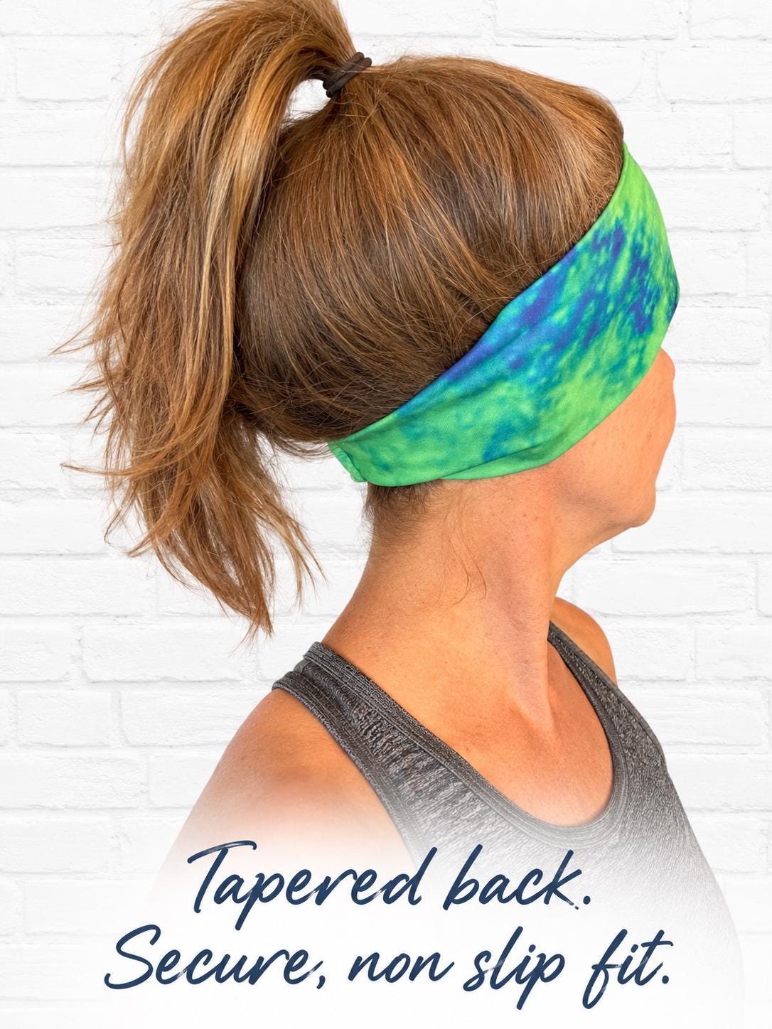Green Tie Die Running Headband. Moisture-Wicking Workout Headband. Headband for Nurses and Teachers. Gift for Runner. Gym headband