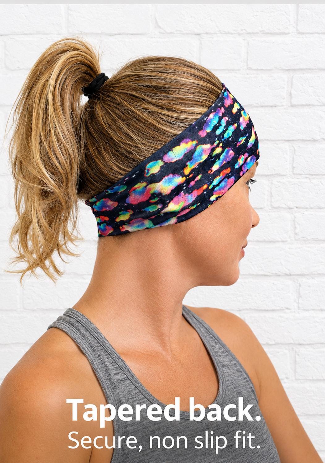 Rainbow Clouds moisture wicking, non slip, athletic headband, Running Headband,  Non slip workout headband. Headband for nurses and cooks.