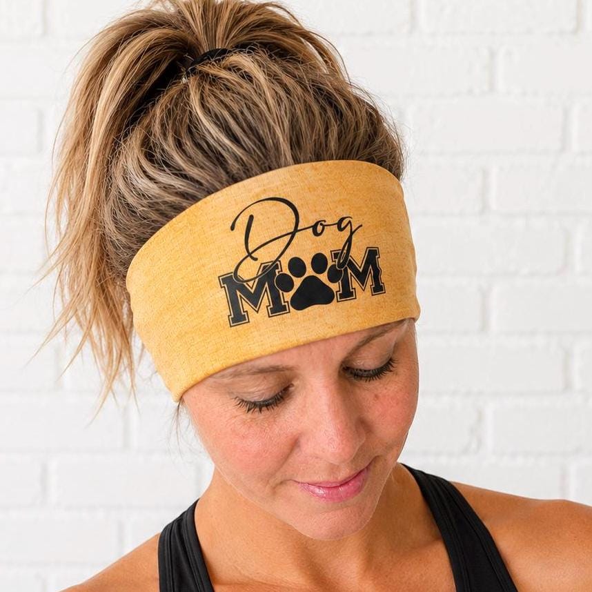Dog Mom Moisture Wicking Headband.  Non Slip athletic headband. Running Headband. Dog Lover Workout Headband.  Runner Gift.