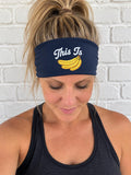 This is Bananas Headband. Unisex Race Day Headband. Marathon Gift for Runner. Moisture Wicking Sports Headband. Banana Headband