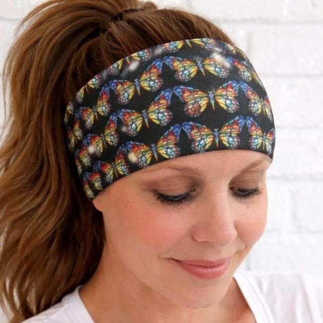 Butterfly Headband for Runners, Moisture Wicking Non-Slip Athletic Headband, Gift for runners, nurses, and teachers. Workout Sweatband
