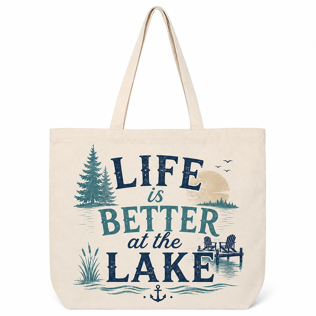 Lake Life Tote Bag, Life Is Better at the Lake Tote Bag, Lake Gift for Her, Lake Life Canvas Bag, Glamping Tote, Nature Lover Gift