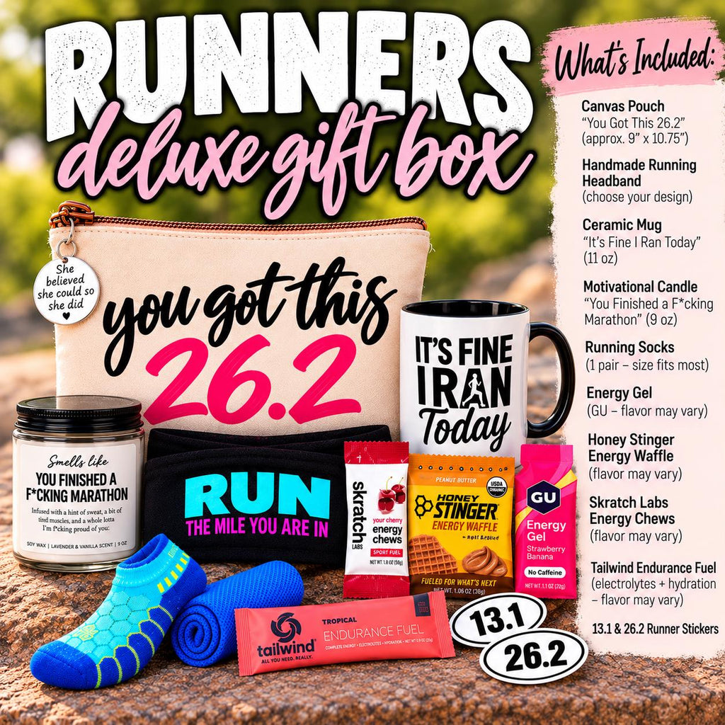 Runner’s Gift Box for Marathon Runner, 13.1 or 26.2 Running Gift Set, Half Marathon & Marathon Gift, Runner Care Package