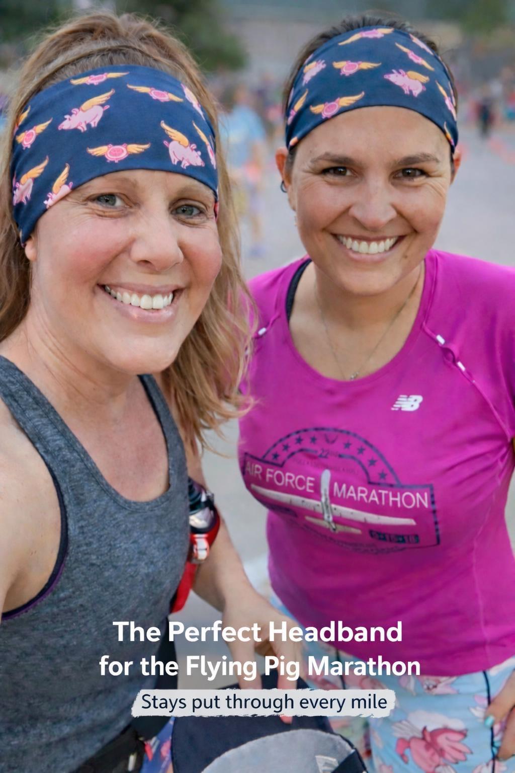 Flying Pig Moisture wicking Headband. Wide Sports Headband. Headband for runners. Cincinnati Headband. Farmer Girl Headband.