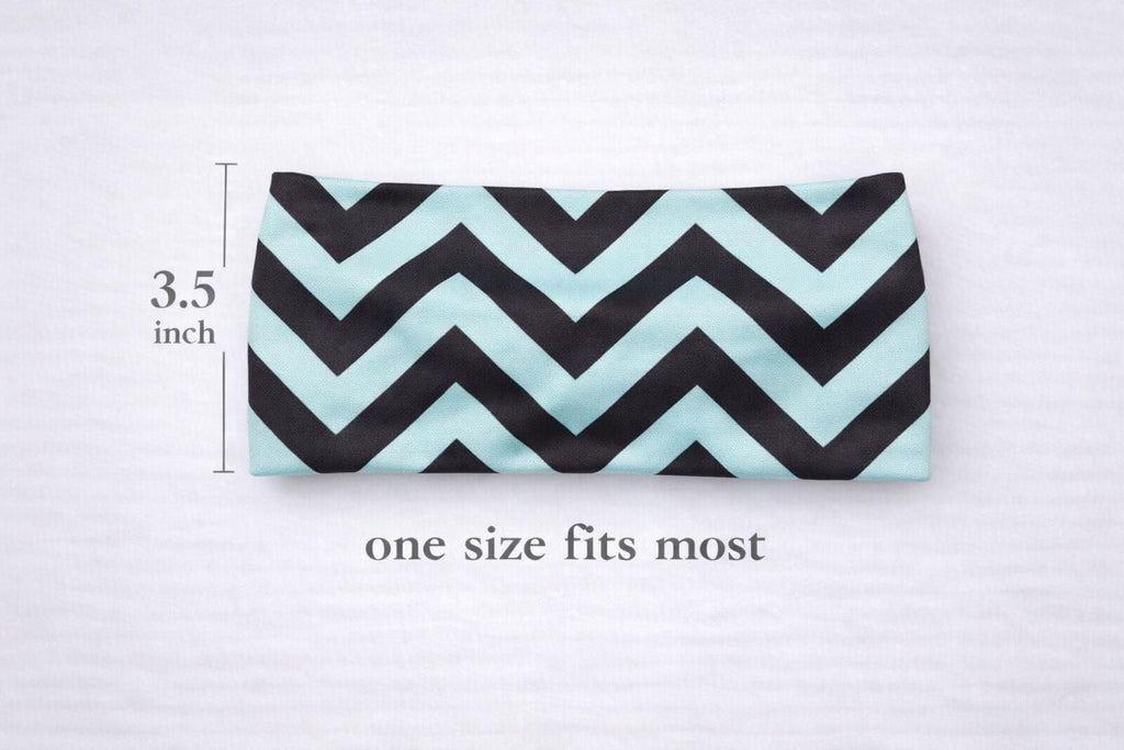 Chevron Headband, Wide Non Slip Athletic Headband, Turquoise Zig Zag Running Headband, Workout Yoga Hairband, Women’s Fitness Headband