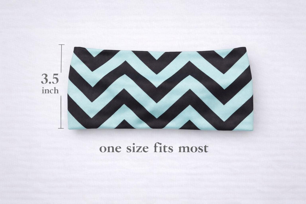 Chevron Headband, Wide Non Slip Athletic Headband, Turquoise Zig Zag Running Headband, Workout Yoga Hairband, Women’s Fitness Headband