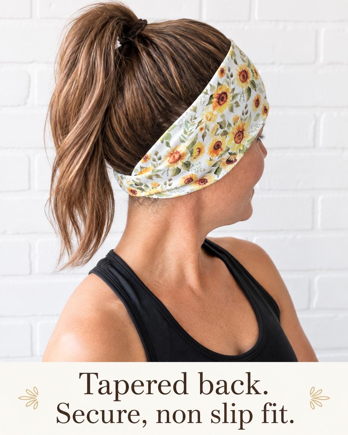 Sunflower Running Headband. Moisture-Wicking Workout Headband. Gift for Runner. Gym Workout headband. Floral Headband. Gardening Headband