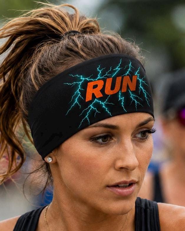 Lightening Bolt Running Headband. Lightening Strikes  Headband. Workout Headband, Non Slip Athletic Headband, Wide Fitness Headband.