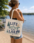 Lake Life Tote Bag, Life Is Better at the Lake Tote Bag, Lake Gift for Her, Lake Life Canvas Bag, Glamping Tote, Nature Lover Gift