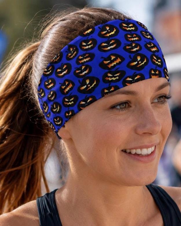 Purple Pumpkin Halloween Moisture Wicking, non slip, Women’s Athletic Headband. Running headband. Yoga headband. Nurse headband.