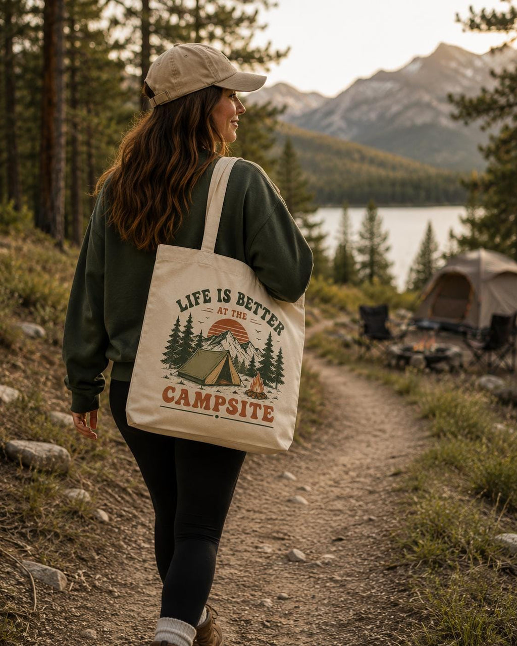 Camping Tote Bag, Life Is Better at the Campsite Tote Bag, Camping Gift for Her, Camper Canvas Bag, Glamping Tote, Nature Lover Gift