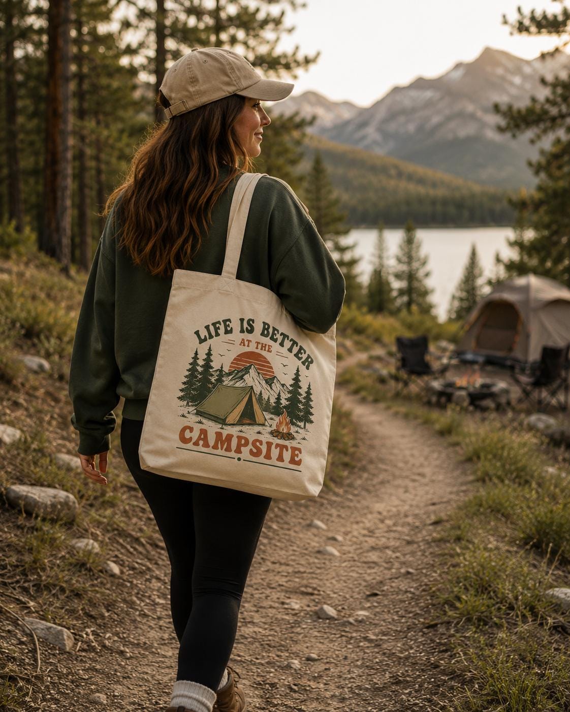 Camping Tote Bag, Life Is Better at the Campsite Tote Bag, Camping Gift for Her, Camper Canvas Bag, Glamping Tote, Nature Lover Gift
