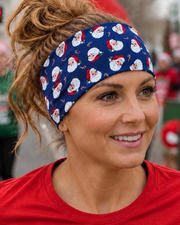 Santa Claus moisture wicking, non slip, athletic headband, Running Headband, Headband, Holiday Headband, Christmas Workout Headband