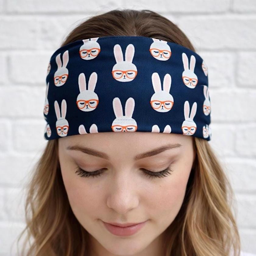 Bunny moisture wicking, non slip, athletic headband, Running Headband, Twist Headband, Easter Headband. Nurse Headband. Workout