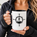 Runner Coffee Mug. Running Compass Mug. Gift for Runners. Marathon Runner Gift.  Running Lover Coffee Cup. Trail Runner Gift