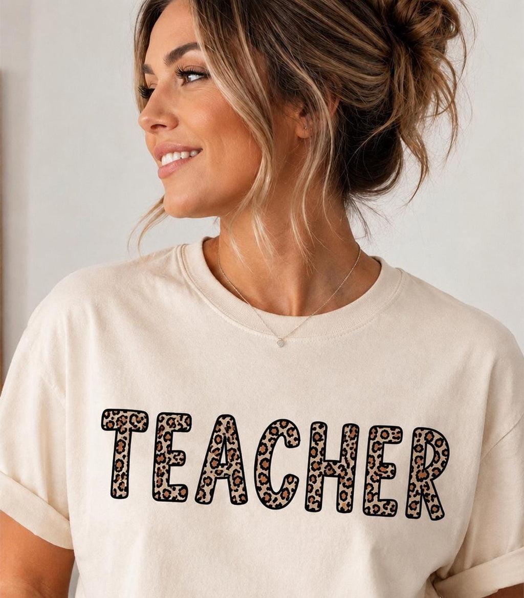 Teacher Shirt, Leopard Print Teacher Tee, Cute Classroom Shirt, Teacher Gift, Back to School T-Shirt, Educator Graphic Tee