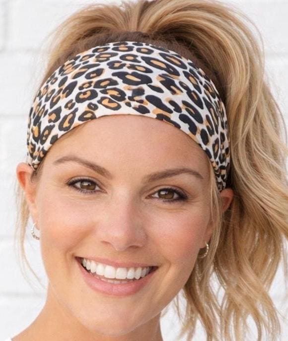 Leopard Print Running Headband, Non Slip Workout Headband, Moisture Wicking Sweatband, Cheetah Headband, Gym Headband Women