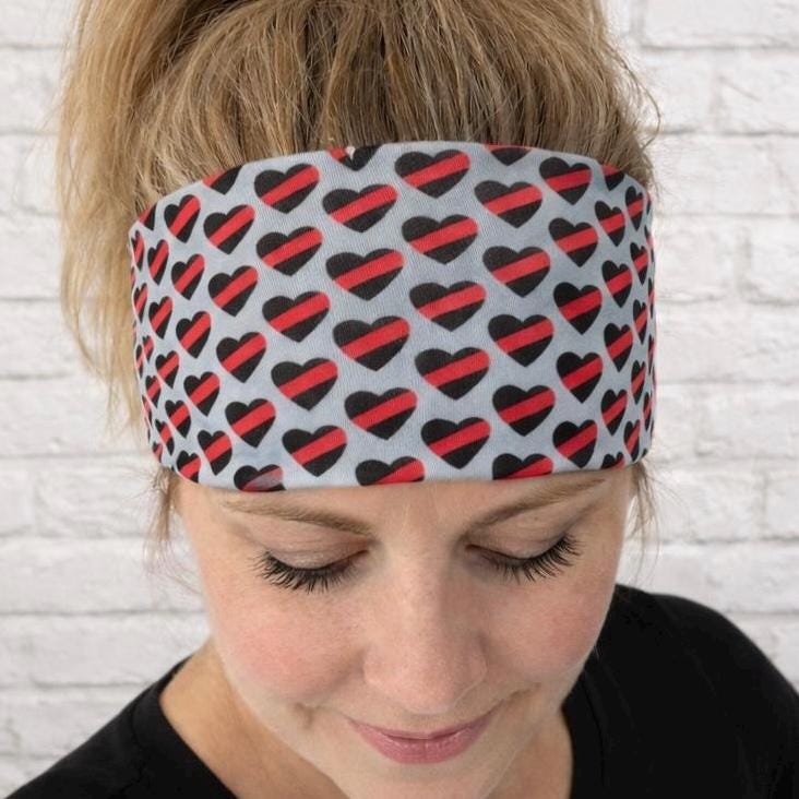 Thin Red Line Headband, Firefighter Running Headband, Moisture Wicking Non Slip Athletic Headband, Fireman Sweatband