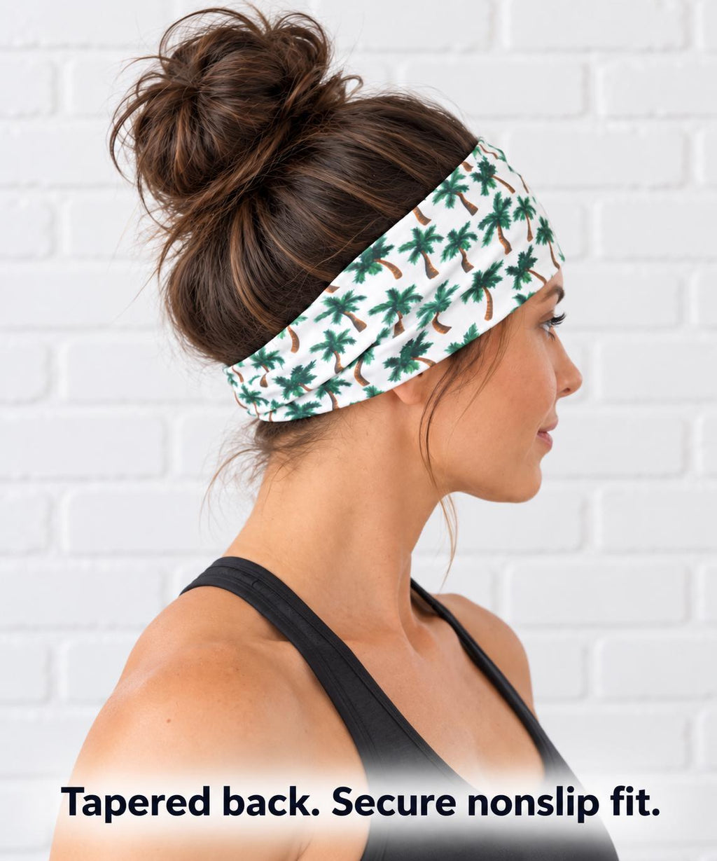 Palm Tree Running Headband. Moisture-Wicking Workout Headband.  Florida Headband. Beach Gift for Runner. Tropical Workout headband.