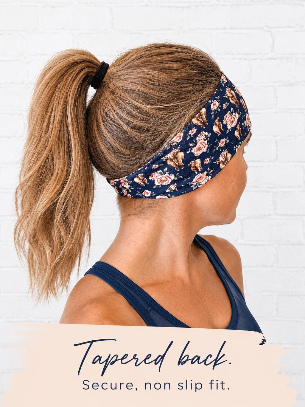 Highland Cow Running Headband. Floral Non-Slip Athletic Headband. Moisture-Wicking Workout Headband. Farm Girl Cow Headband. Farm Gifts