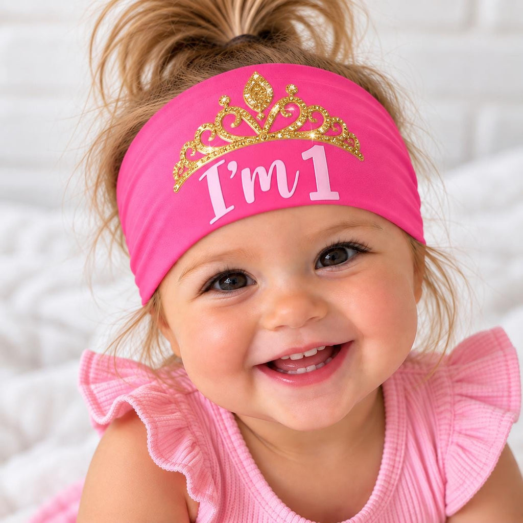 First Birthday Headband. Birthday Girl Headband. Toddler Girl Birthday Headband. I’m 2 Headband.  Pink Tiara Birthday Headbabd for Kids.