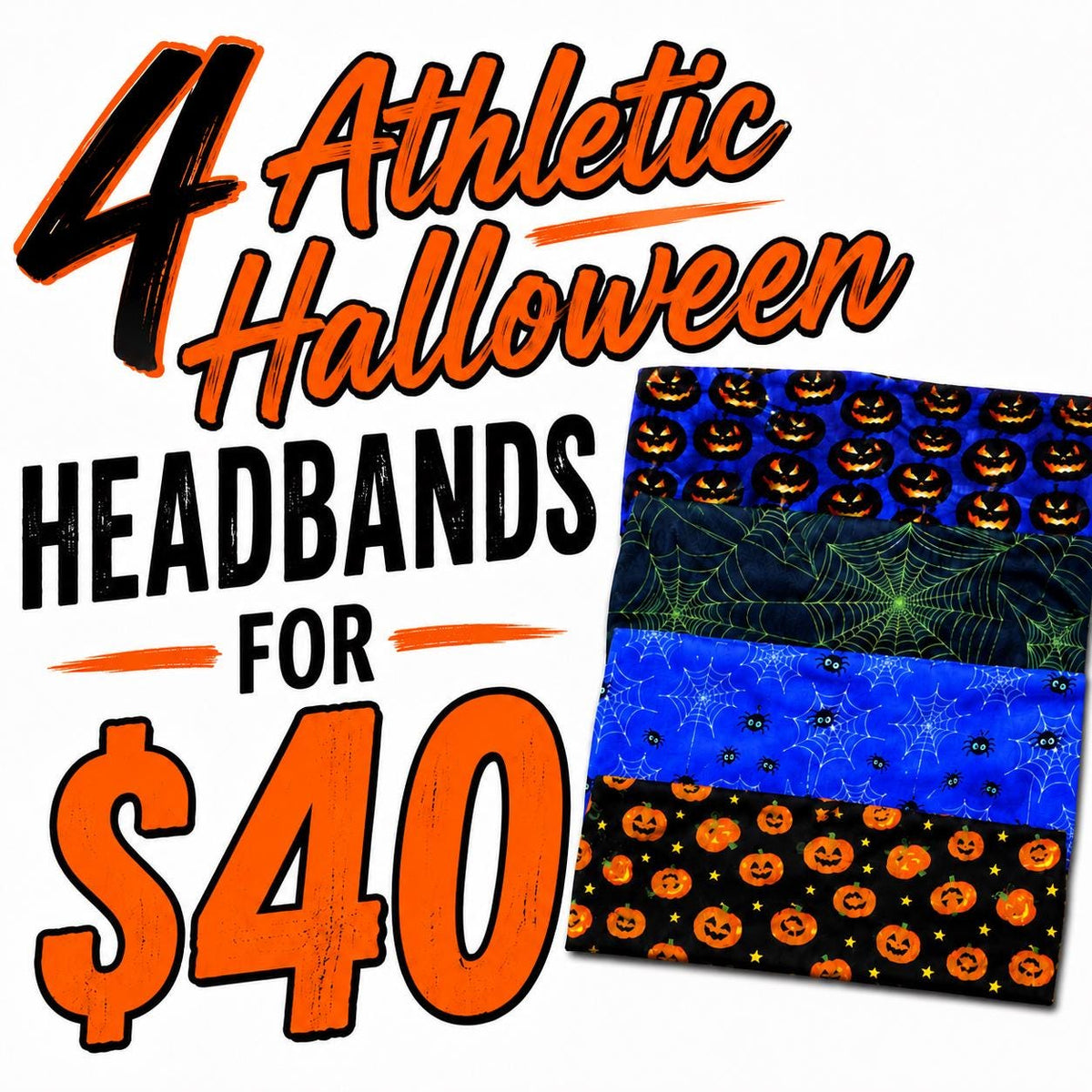 Halloween Moisture Wicking Headband Bundle.  Non slip Athletic Headband. Running Headband. Halloween Headband. Holiday Headband Bundle