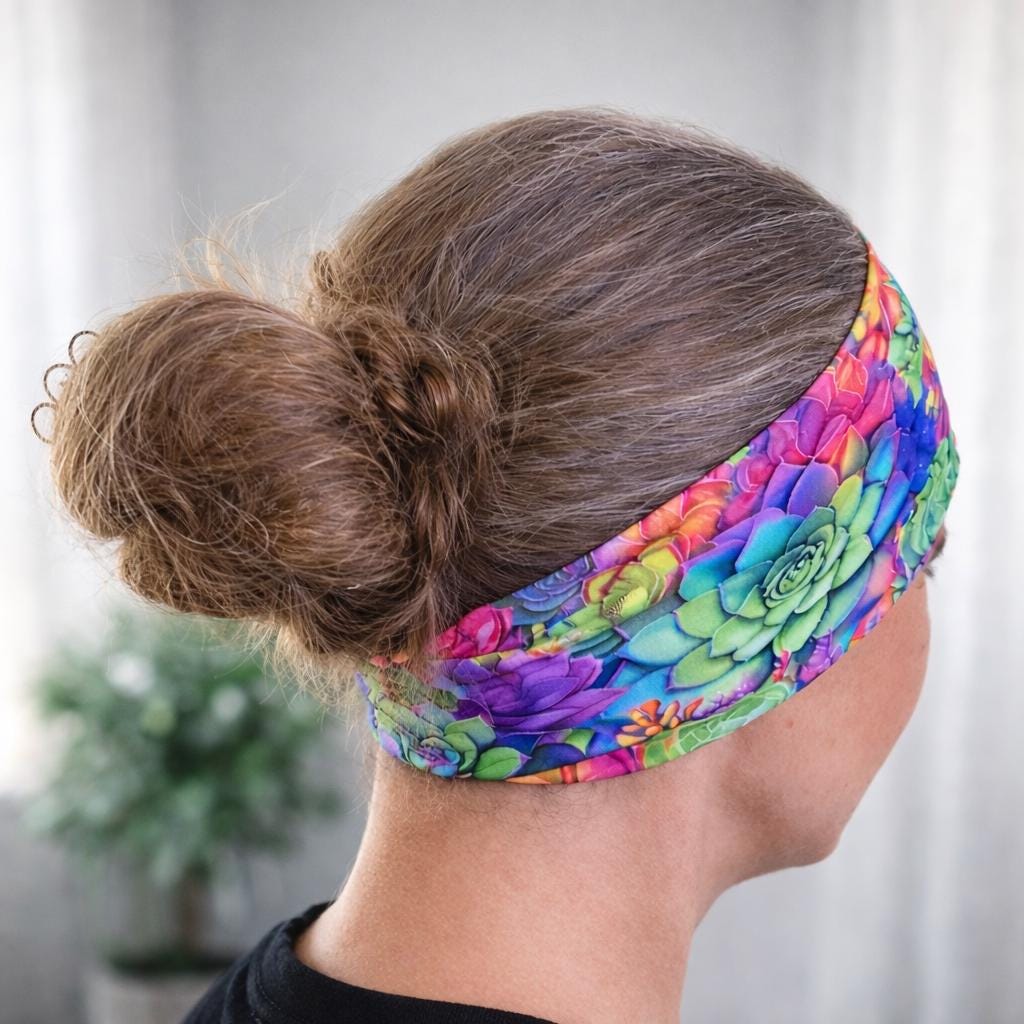 Succulent Moisture Wicking Running Headband. Women’s Athletic Headband. Nurse and Yoga Headband. Gardening Headband. Plant Lover Gift