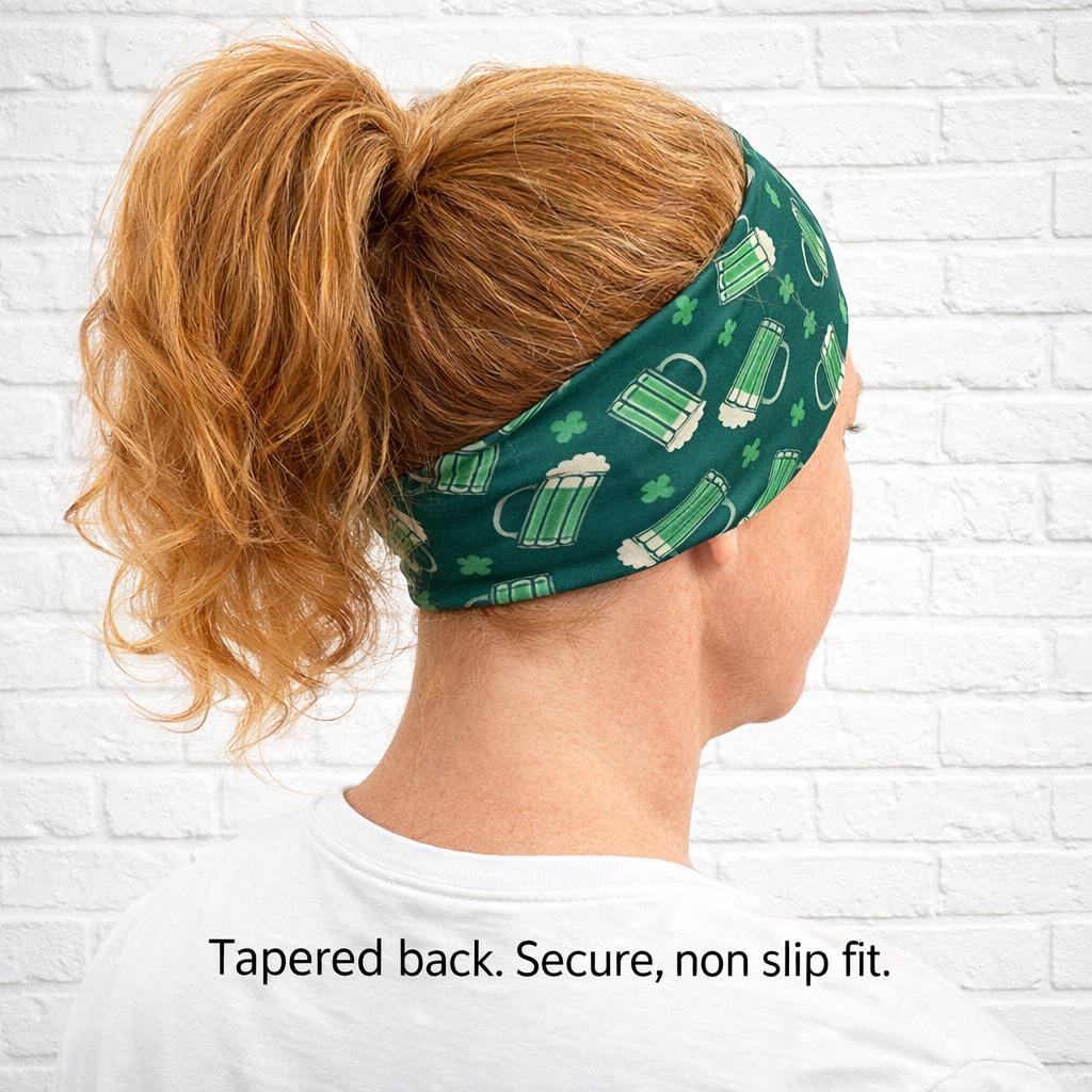 Green Beer St. Patrick's Day Moisture wicking, non slip, athletic headband. Headband for running and gym workouts. Funny headband.