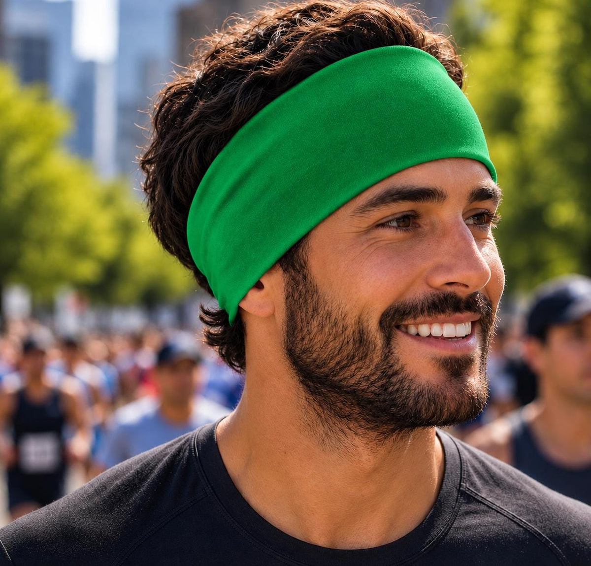 Solid Kelly Green Headband.  Green Workout Headband, Non Slip Athletic Headband, Wide Fitness Headband. Gift for Runner. Unisex Headband