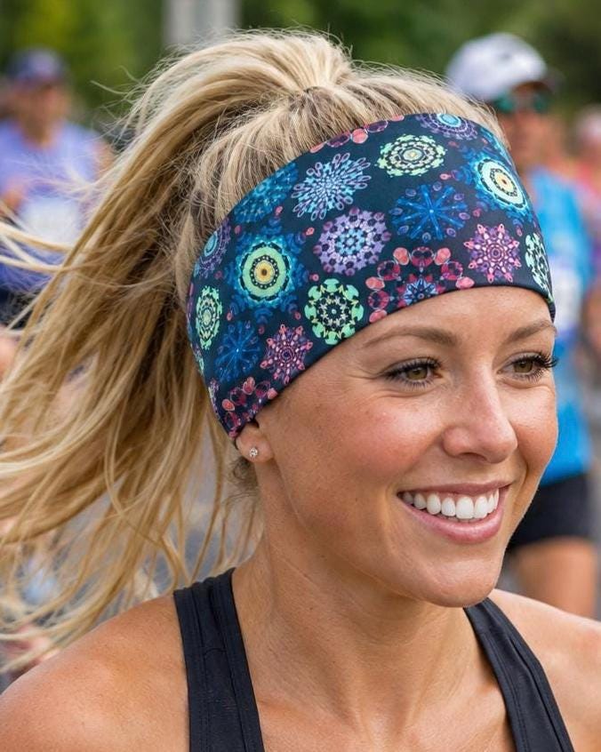 Boho Running Headband. Moisture-Wicking Workout Headband. Mandala Headband. Gift for Runner. Gym Workout headband. Florist Headband