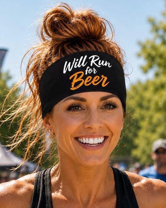 Will Run for Beer Running Headband. Funny Running Headband. Beer Mile Headband. Beer Run Race Headband. Runner Gift.