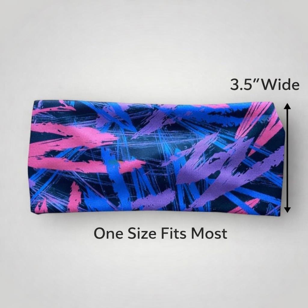 Retro Moisture Wicking, non slip, Athletic Headband. Running headband, Bright Headband. Pilates Headband for Women. Colorful Headband.