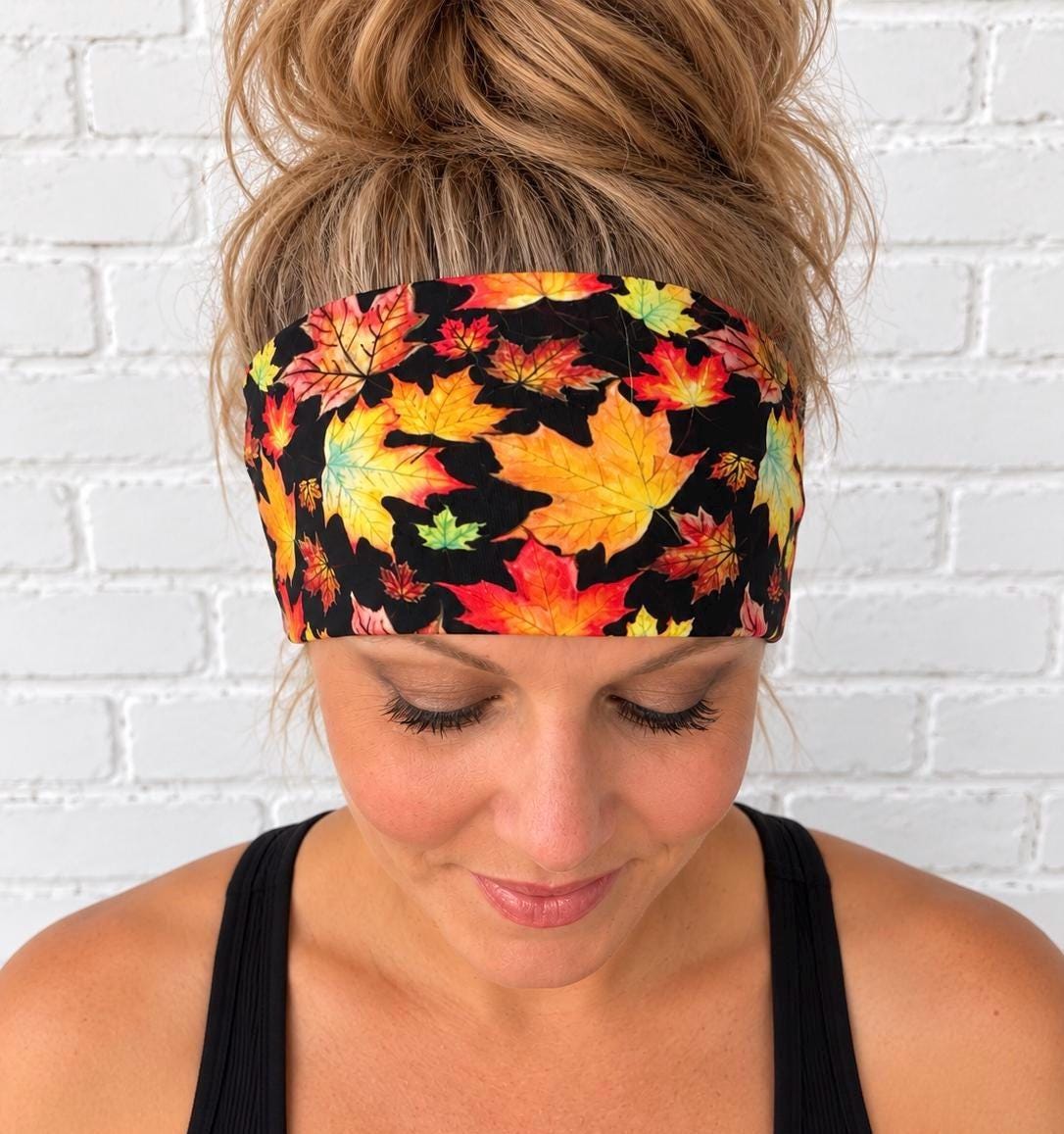Fall Headband for Runners, Moisture Wicking Non-Slip Hiking Headband, Trail Runner Gift, Workout Headwrap. Fall Leaves Headband.