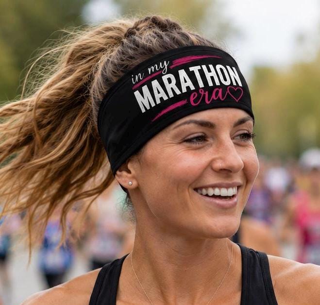 Marathon Running Headband. Marathon Era   Headband. Non Slip Athletic Headband. Marathon Training Workout Headband. Gift for Runner