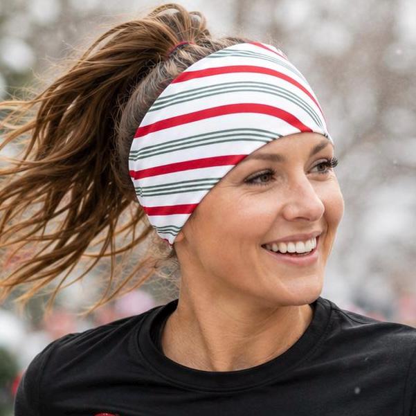 Candy Cane Striped moisture wicking, non slip, athletic headband, Running Headband, Christmas Headband, Holiday Headband. Nurse Headband.