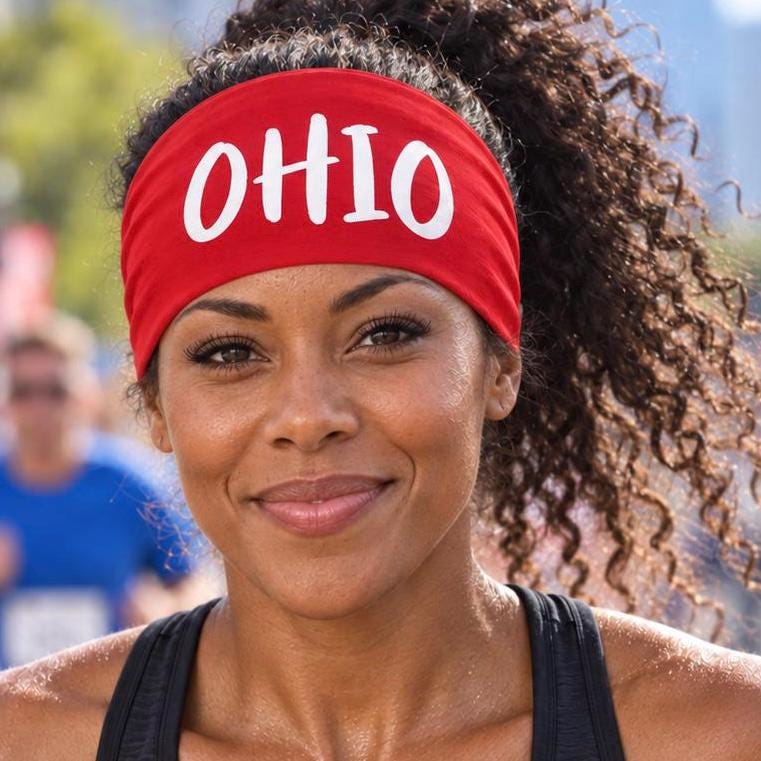 Ohio Headband.  Ohio Red Workout Headband, Non Slip Athletic Headband, Wide Fitness Headband. Gift for Runner. Unisex Ohio Headband.