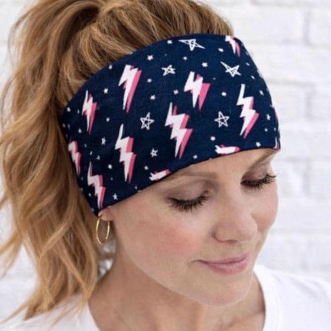 Lightening Bolt moisture wicking, non slip, athletic headband, Running Headband, Nurse  Headband. Yoga headband. Womens workout headband.