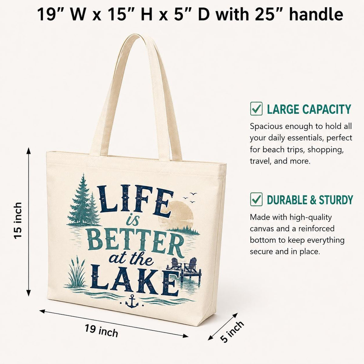 Lake Life Tote Bag, Life Is Better at the Lake Tote Bag, Lake Gift for Her, Lake Life Canvas Bag, Glamping Tote, Nature Lover Gift