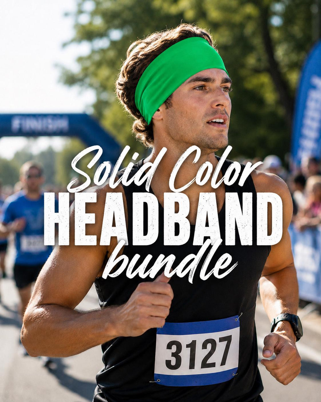 Solid Headband Bundle for Running. Moisture  wicking, non slip, athletic headband.  Gift for Runner. Mens headband. Unisex Running Headband